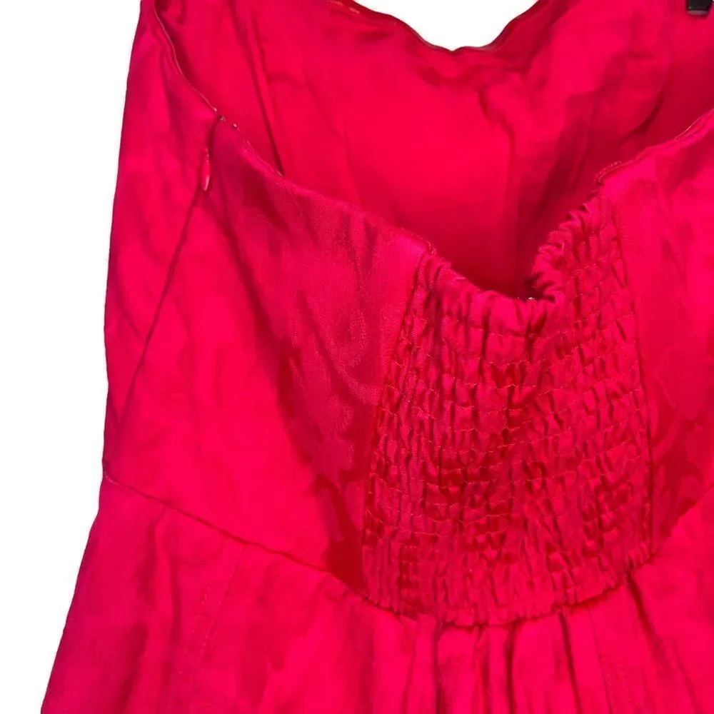 NWT Anthropologie Floral Contrast Sweetheart Midi Dress Raspberry Size 8 - Picture 5 of 11